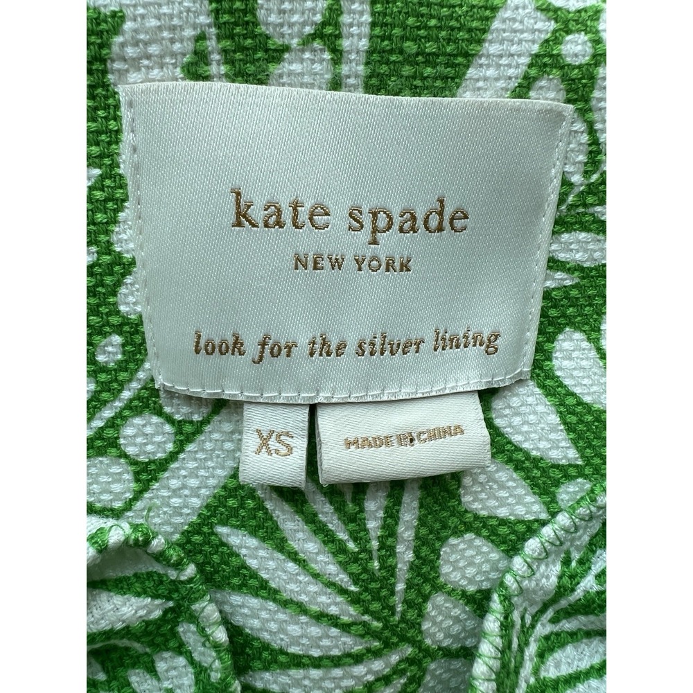 Kate Spade Dress Bonnie Botanical Green Sheath XS Ruffle Neck Sleeveless Floral - Picture 5 of 7